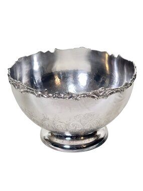 Vintage Silver Plated Ornate Serving Bowl | Old English Reproduction | Pedestal